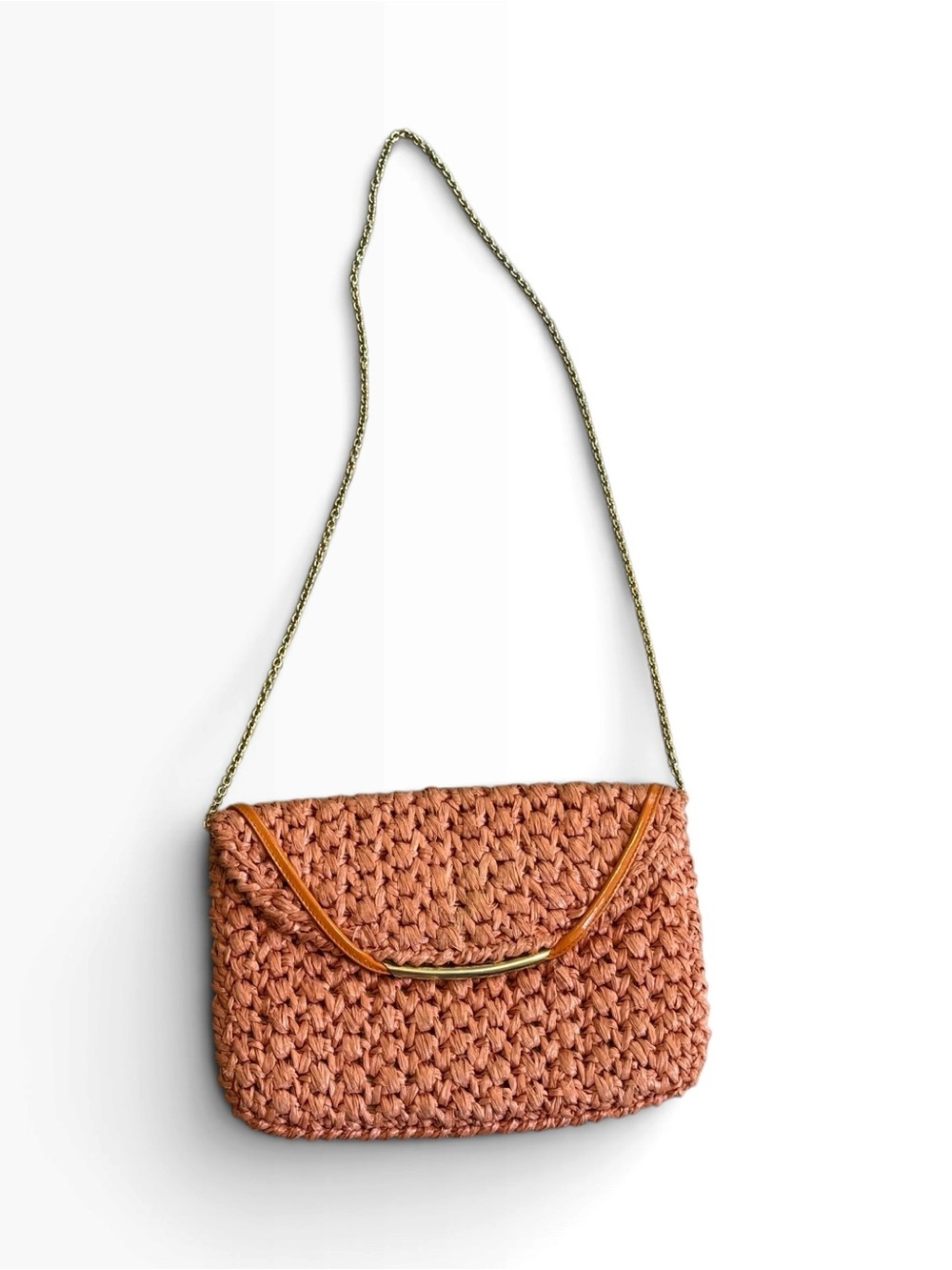 Vintage RODO Italy Wicker CHAIN Strap shoulder/Clutch Purse 1970’s READ